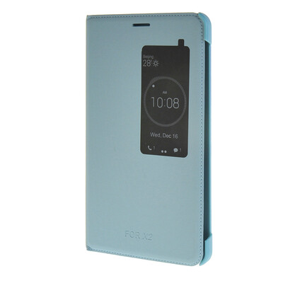

MOONCASE Slim Leather Side Flip Bracket Window Case Cover for Huawei Honor X2 Blue