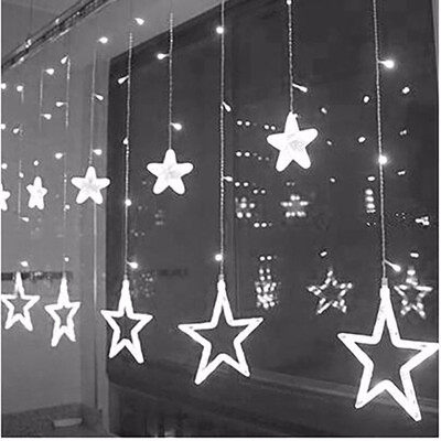 

110220V EUUS Led Christmas Star Curtain Lights Indoor Wedding Fairy Lights For Holiday Wedding Party New Year Decoration