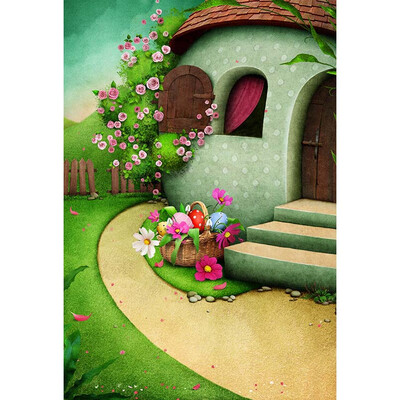 

Green Tree House Photo Background 57FT Vinyl Fabric Cloth Digital Printing Backdrop Curtain S-3074