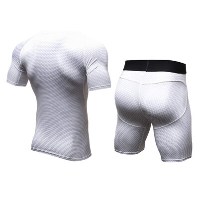 

Running Set Fitness Tight T-shirt Legging Shorts Mens Sportswear Gym Sport Suit