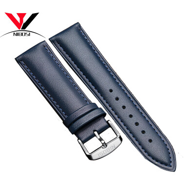 

Высокое качество 20мм 22мм неподдельной кожи ремешок Watch band NIBOSI кожаный ремешок для часов с черными синими и коричневыми цветами