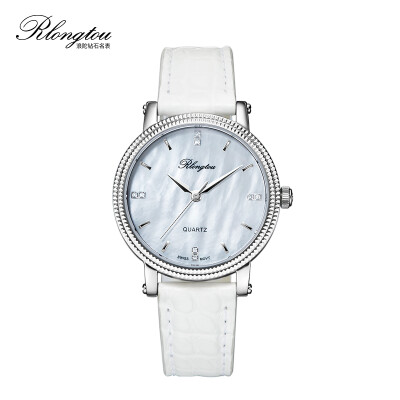 

RlongTou Wrist watch women Charm Blue Series 105L-P-A Steel colored white shellfish drilled belt