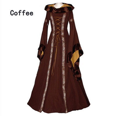 

Medieval Maiden Dress Womens Vintage Victorian Renaissance Gothic Dress Costume Hooded