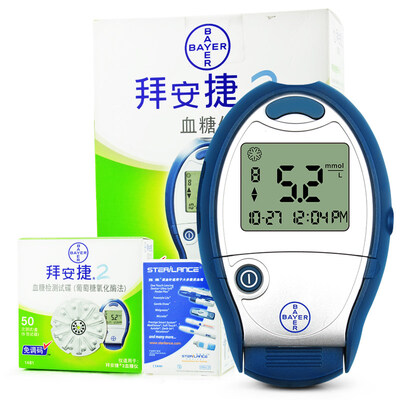 

Измеритель глюкозы в крови Bayer Beaunei Home Set Free Code Automatic (включая 50 тест-полосок и иглу для сбора крови)