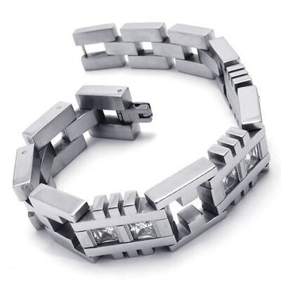 

Hpolw Stainless Steel Cubic Zirconia Mens Bangle Bracelet Black Silver 8 12 Inch