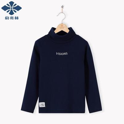 

Yu Zhaolin YUZHAOLIN childrens clothing childrens T-shirt boys long sleeve bottoming shirt high collar shirt childrens sweater spring&autumn fashion outwear embroidered letters - dark blue 110