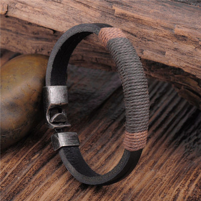 

Fashion Mens Braided Leather Bracelet Vintage Charm Bangle Wristband Jewelry