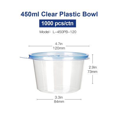 

OTOR Salad Bowl with Lid Take Away Plastic Food Container Clear Bowl Box for Fast Food Bento Microwaveable 120mm 1000pcs