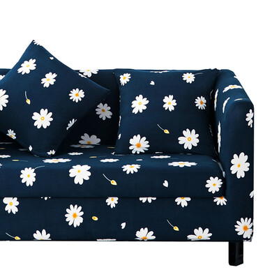 

Universal Dark Blue Flowers Elastic CouchCorner Sofa Slipcovers For Living Room Stretch All-inclusive Sofa Covers