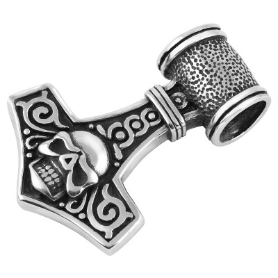

Hpolw Fashion Stainless Steel Casting Cool Knot Thors Hammer Pendant Necklace rock punk styleNecklace 22 inches