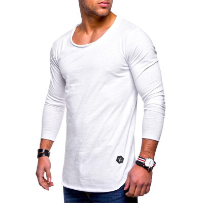 

2018 New Mens Fashion&Leisure Round Collar T-shirt Solid Color Tops