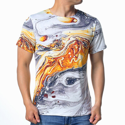 

Fashion Mens O-neck Printing Yellow Pullover T-Shirts
