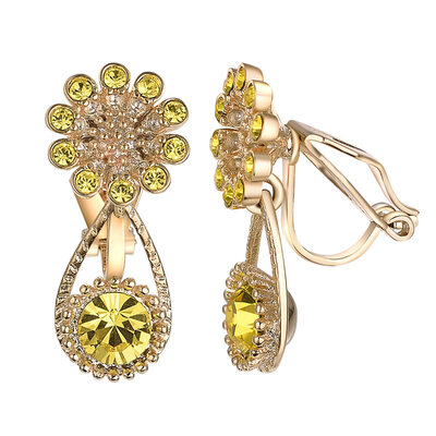 

Yoursfs Clip On Earrings Circular Crystal Hypoallergenic Engagement Wedding Dainty Earrings