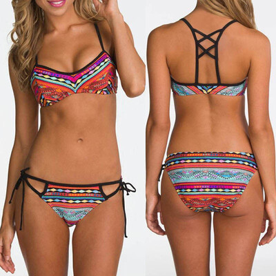 

Womens Bikini Set Swimwear Bandeau Push-Up Padded Bra Swimsuit Beachwear