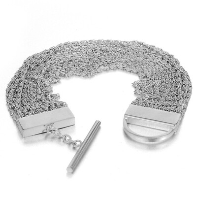 

Womens Stainless Steel Multi-Layer Thin Twisting Link Chain Bracelet