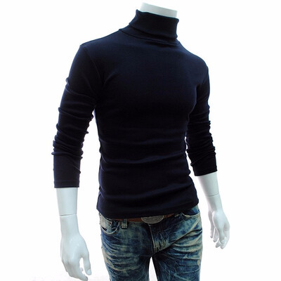 

Turtleneck Cotton Plain Long Sleeve Pullover Mens Sweaters