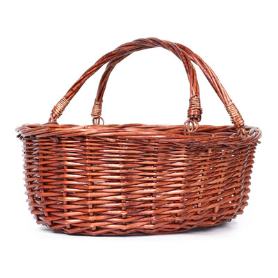 

MEIEM Wicker Picnic Basket Hamper with Double Folding Handles Oval Storage Basket with Handles