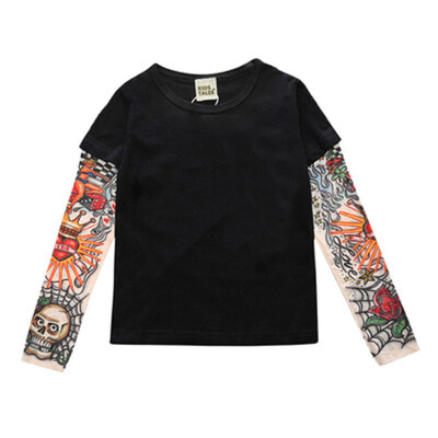 

2018 Boy Clothes Cotton T-shirt Long Sleeve Children Tee Shirts Novelty Tattoo Sleeve Baby Girl Tops Spring&autumn KidsTop