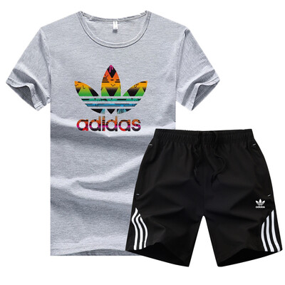

Damaizhang Brand Men Sport T-shirt With shorts Summer Mens Jogging Set Cotton Breathable Track Suit Running Clothing