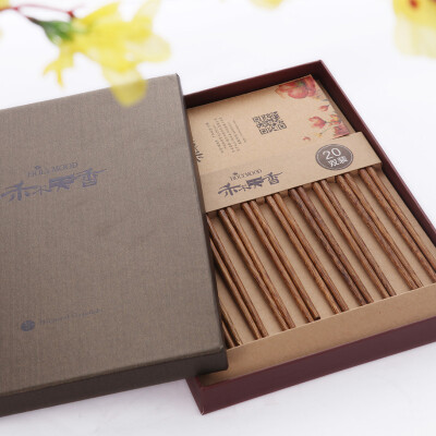 

Double gun Suncha gift chopsticks He Mu wood Tianxiang no paint no wax chicken wing wood wood gift box chopsticks 20 double loaded LH01004