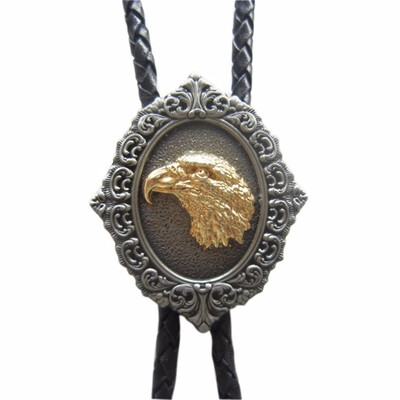 

Vintage Original Western Eagle Head Wedding Bolo Tie Leather Necklace