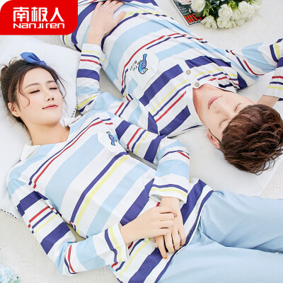 

Antarctic pajamas women autumn cotton long-sleeved couple pajamas mens home service youth Korean sweet student underwear set NAS5X20011-15 male color strip bird XXXL