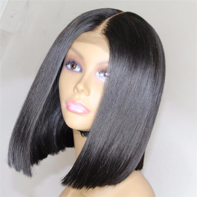 

150 Density Bob Cut Lace Wigs Human Hair Middle Part Unprocessed Virgin Brazilian Hair Pre-Pluck Hairline