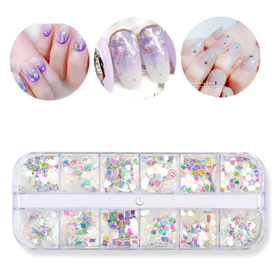 

1Box Color Unicorn Nail Sequins AB Mermaid Star Round Triangle Heart Iridescent Flakies Paillette Manicure Nail Art Decorations