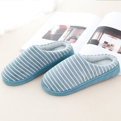 

Side line winter new style cartoon stripe couples at home with half bag&warm moon cotton slippers winter cotton shoes