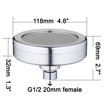 

Free shipping space aluminum round water saving pressure boost shower head with shower filter detachable can be cleaned