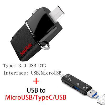 

SanDisk 30 OTG USB Flash Drive 128GB 64GB 32GB 16GB 8GB Pendrive USB Stick 30 Pen Drive U Disk with MicroUSB TypeC Adapter