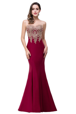 

Evening Long Prom Dress Formal Party Gown Bridesmaid Mermaid Appliqued Women Dresses