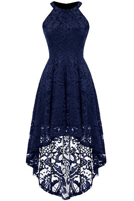

Lace Dress Female Robe Casual Rockabilly High Low Sleeveless Swing Summer Dresses 2018