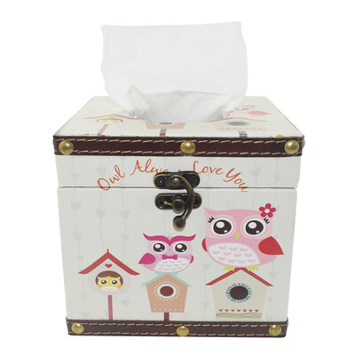 

Wooden Retro Tissue Box Holder Tissue Box Cover Case Napkin Dispenser