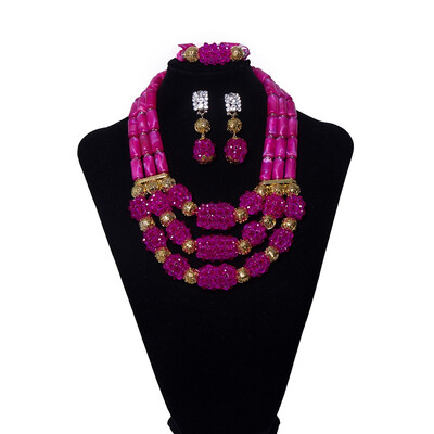 

Purple Imitation Coral Jewelry Set For African Women Nigerian Wedding Beads African Crystal Jewelry Bridal Statement Necklace