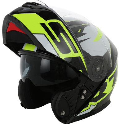 

YOHE 950 eternal double lens electric motorcycle helmet full face helmet men&women summer sunscreen half-covered open face helmet black&yellow Dodge XL code