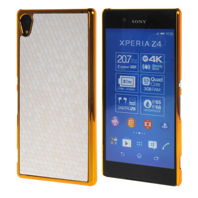 

MOONCASE Flash Flake Skin Gold Chrome Hard Back Case Cover for Sony Xperia Z4 White