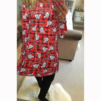

Ruiyige 2018 spring Fashion Women Christmas Clothing Elegant Long Sleeve O-Neck Tunic Stretch Mini Dress Santa Festival Vestidos