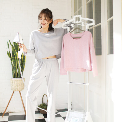 

Haizhining 17W49 Pajamas ladies sexy colorful nine-point sleeves long-sleeved trousers cotton home service suit home clothes two-piece set of gray 165 L