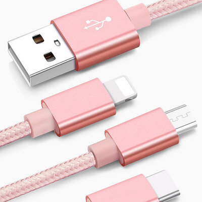 

2m Micro USB Type C 3 in 1 Phone Cable Fast Charging Data Cable Android Charger Cables Apple data transfer 1m Micro USB Type C 3