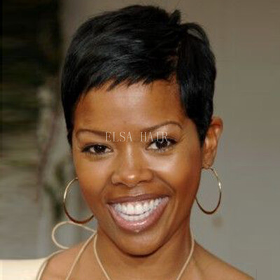 

New Arrival Cheap Pixie Cut short glueless lace front human hair wigs with bangs for african americans None lace wigs
