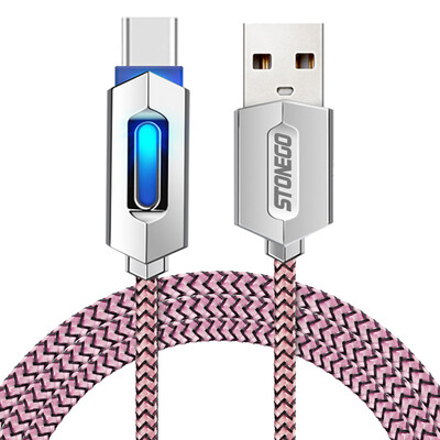 

STONEGO Type C Cable Smart LED Show Charge Status Tough Nylon Braided Android Sync Data Fast Charging Cord for Smartphone Tablet