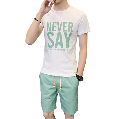 

Damaizhang Brand Designer Men Summer Short Sleeve Shirt With Short Pants Letter Printed Fashion T-shirt Cotton Casual Tee