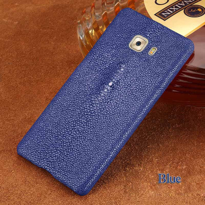 

Genuine Leather Phone Case For Samsung C9 Pro Case Natural Pearl Fish Skin Back Cover For S7 S8 Plus Case