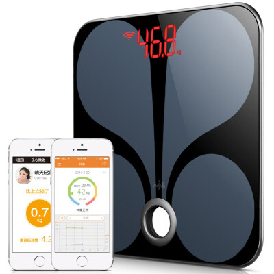 

Happy heart melody smart body fat scale wifi version of the electronic scale weight scale fat scale human health scale micro letter Internet (elegant black)