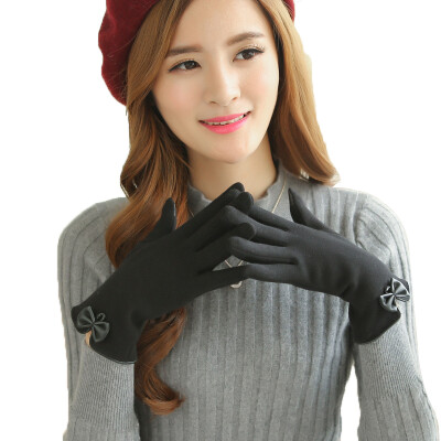 

Perilla Winter Cute Bowknot Plus Vintage Riding Glove Glove Warmer Bootable Touchscreen Glove Black