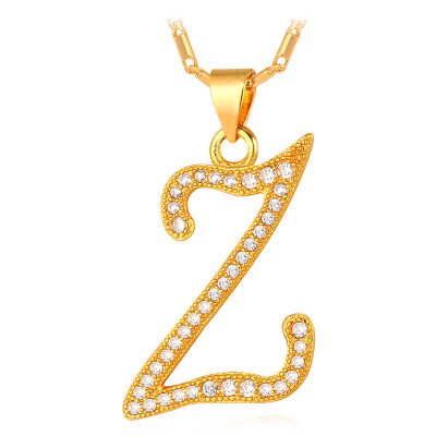 

U7 2016 Fashion Jewelry Z Letter Customized Necklace Women Men Platinum/Gold Plated 26 Alphabet Capital Initial Necklace