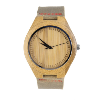 

New Fashion Men's Watches Genuine Leather Band Bamboo Wood Wooden Watch