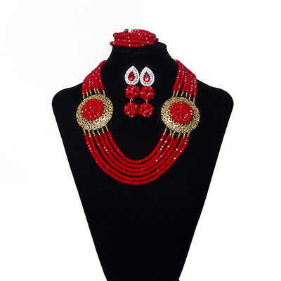 

New Style Yellow 6 Row Bridal Crystal Beads Necklace Bracelet Earring Set Nigerian Women African Wedding Beads Jewelry Set