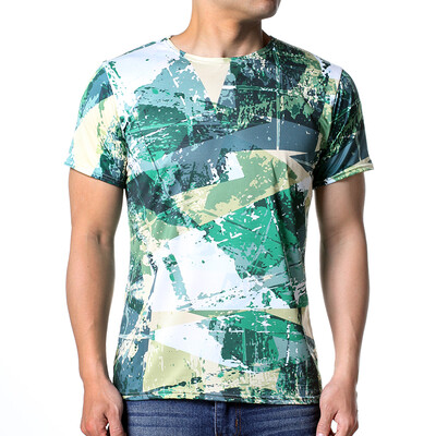 

Fashion Mens O-neck Geometric Print Pullover T-Shirts